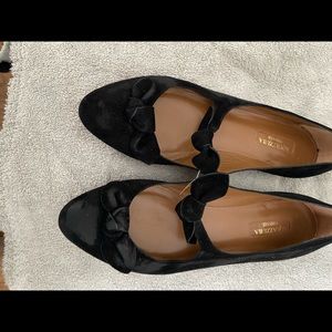 Aquazzurra suede bow flats